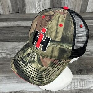 International Harvester IH Camo Mesh Back Trucker Hat Mossy Oak Adjustable Cap